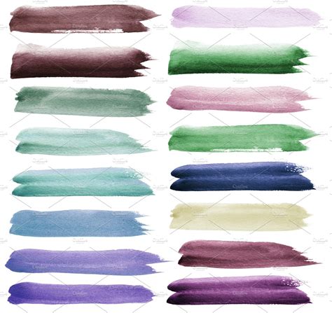 Set Watercolor Brush Strokes Abstract Photos Creative Market