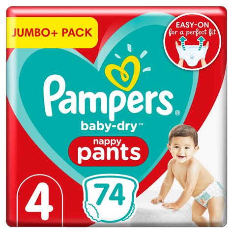 Pampers Baby Dry Nappy Pants Size 4 74 Nappies 9kg 15kg Jumbo Pack