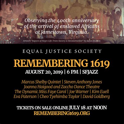 Free community arts day festival: Remembering 1619 @ SF JAZZ - Aug 20 2019, 6:00PM