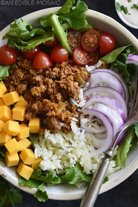 Turkey Taco Bowl Recipe With Rice Great For Leftovers An Edible Mosaic