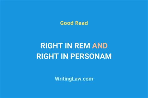 What Is Right In Rem And Right In Personam