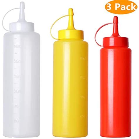 Condiment Squeeze Bottles Kmeivol Ketchup Mustard 3 Pack Reusable