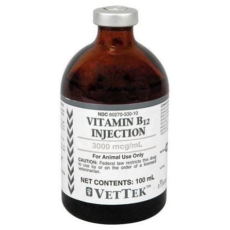 Rxv Vitamin B12 Inj Vet 3000mcg 100ml Vet Label V