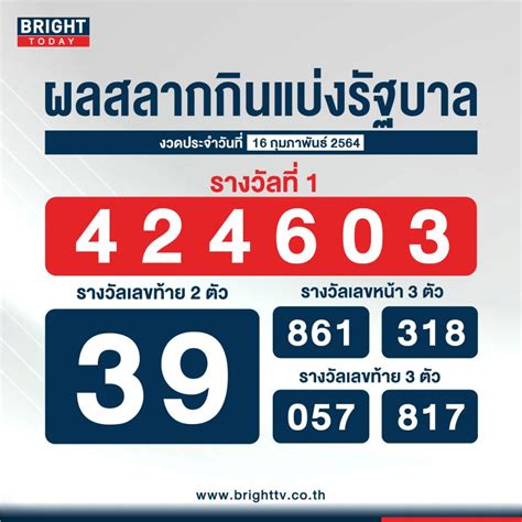 ติดตามรับชม ถ่ายทอดสดหวย การออกสลากกินแบ่งรัฐบาล งวดประจำวันที่ 16 กุมภาพันธ์ 2564 ทางไทยรัฐทีวี ตั้งแต่ 14.00 น. ผลสลาก 16/2/64 - เลขเด็ด หวยแม่น้ำหนึ่ง แนวทางลุ้น ...