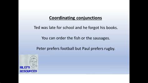 It joins clauses of equal importance. Coordinating and subordinating conjunctions - YouTube
