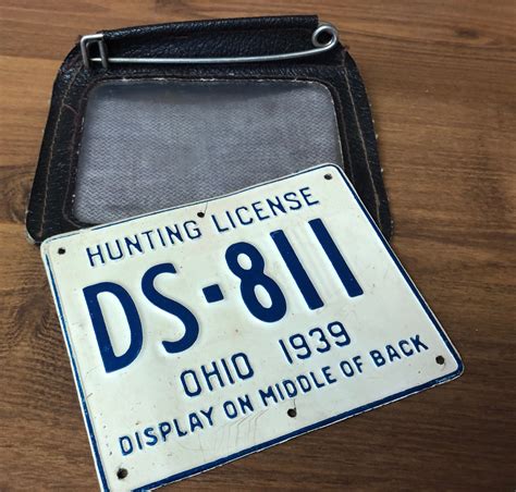 Antique 1939 RARE Metal OHIO Hunting License with Holder Tag | Etsy