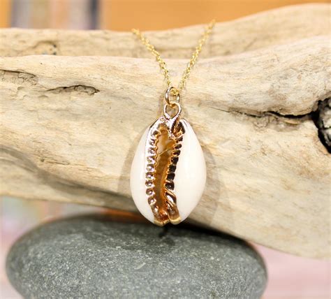 Cowrie Shell Necklace Summer Necklace Gold Cowrie Shell Beach