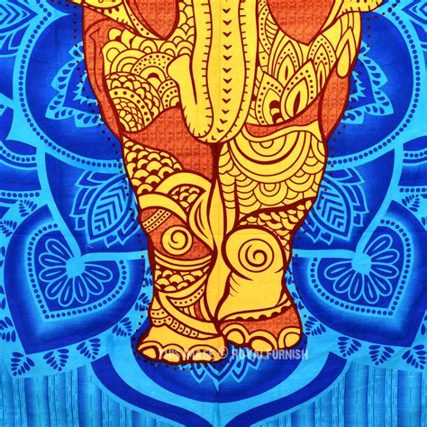 Brown/blue/multi elephant tapestry decorating fabric. Blue Colorful Bohemian African Elephant Wall Tapestry ...