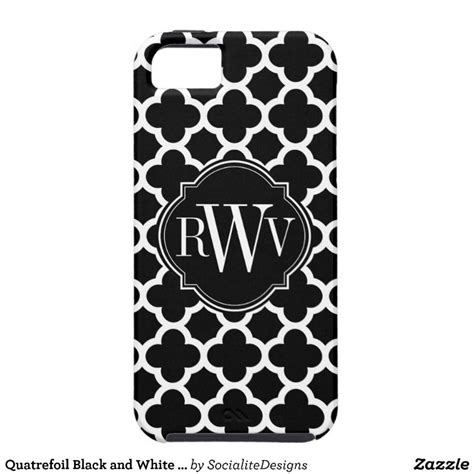 Quatrefoil Black And White Pattern Monogram Iphone 5 Cover Unusual