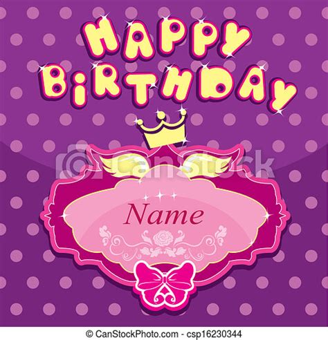 Eps Vector Of Happy Birthday Invitation Card For Girl
