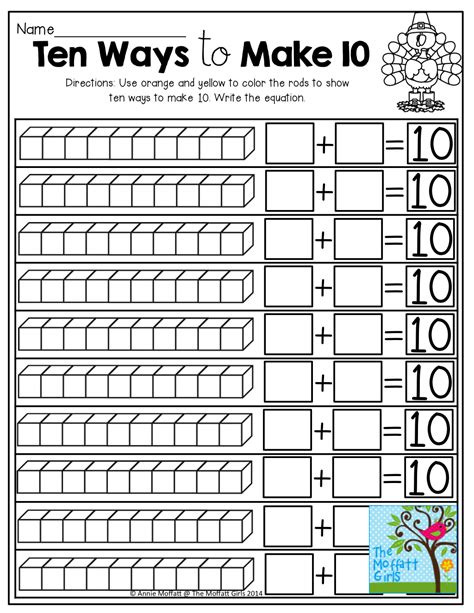 Decomposing Numbers Kindergarten Worksheets