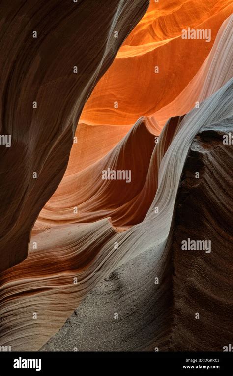 Rock Formation In Lower Antelope Canyon Red Sandstone With Shining
