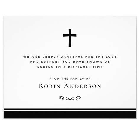 Cross And Border Funeral Sympathy Thank You Notecard
