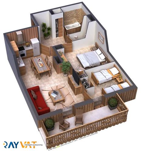 3d 2 Bedroom Apartment Floor Plans