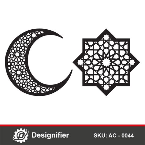 Islamic Pattern Crescent Moon Dxf Ac 0044 Svg Cdr File Ready For Laser