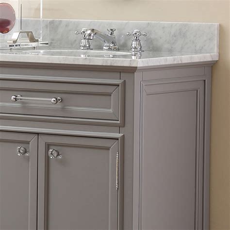 72 Cashmere Grey Double Sink Bathroom Vanity With Carrara White Marble Top