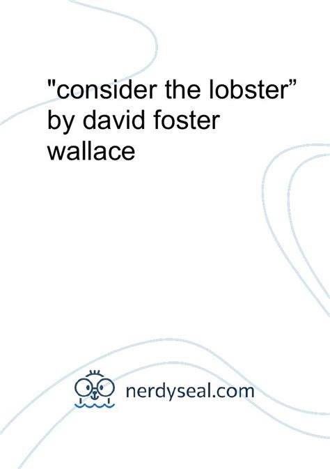 Consider The Lobster By David Foster Wallace Words NerdySeal
