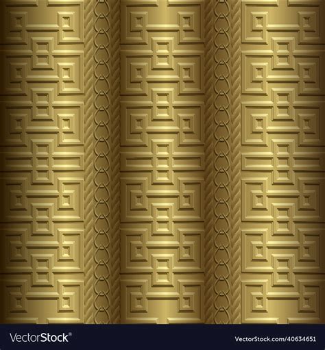 Emboss Gold Borders 3d Seamless Pattern Embossed Vector Image