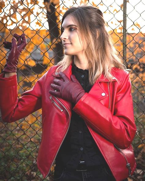 Pin By Loveglove On Gloves Leather Outfit Leather Jacket Red