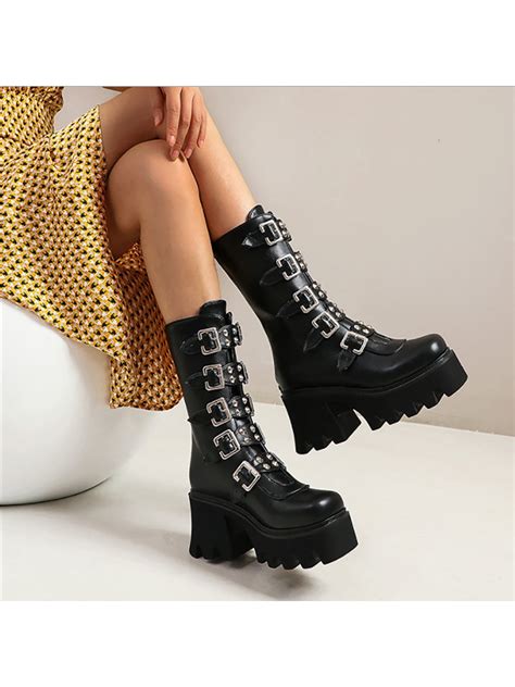 save 20 on your first order global featured womens goth knee high boots wedge high heel