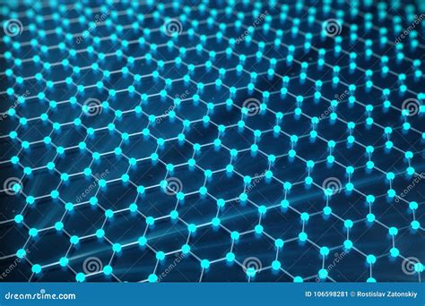 3d Rendering Of Graphene Atomic Structure Nanotechnology Background