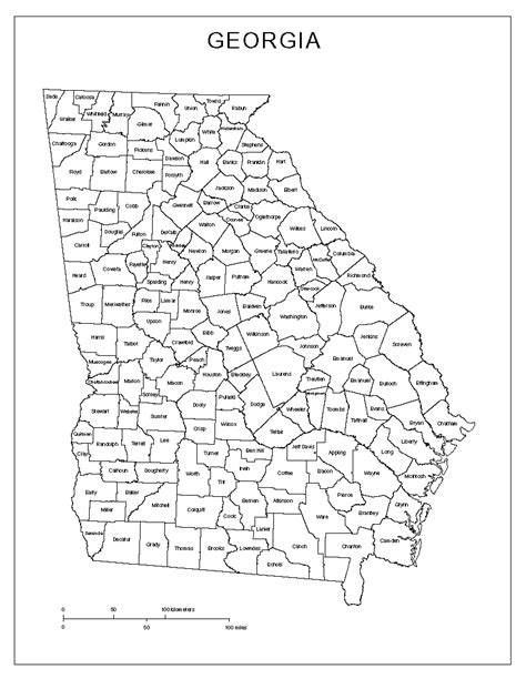 Georgia Counties Map Printable