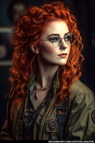 Beautiful Redhead Pinup Babe With Glasses By Aipixelmaster On Deviantart