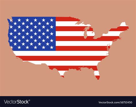 United States Of America Map With Usa Flag Inside Vector Image