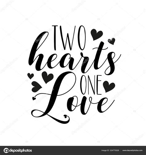 Two Hearts One Love Clligraphy Hearts Good Greeting Card Wedding Stock