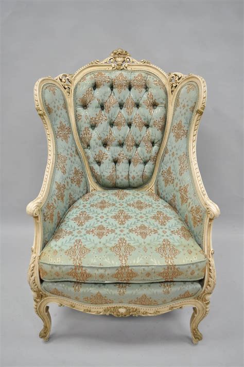 Cream desk chair *see offer details. French Louis XV Provincial Style Bergere Chair Wingback ...