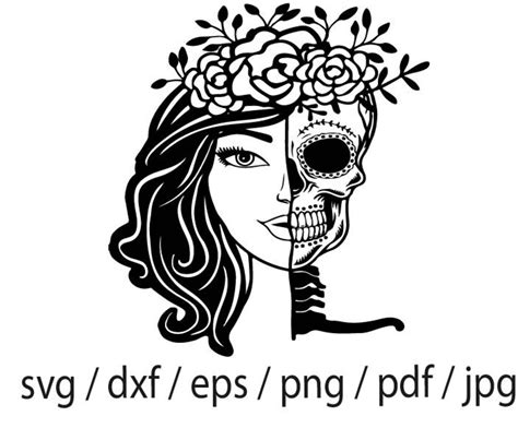 Girl Hlaf Skull Skull Half Woman Svg Half Skull Face Etsy