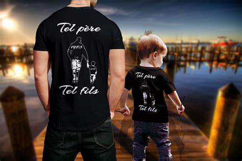 Duo T shirts personalized years of birth ideal Father s Day birth Tel pere tel fils Fête