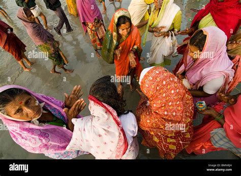 Hindu Pilgrims Bath In The Holy Water Of Gangasagar Island In West
