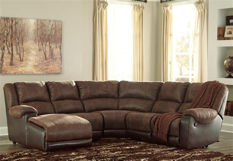 Nantahala Faux Leather Reclining Sectional With Chaise Sadlers Home
