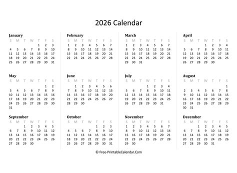 2026 Printable Calendar 2024 Calendar Printable