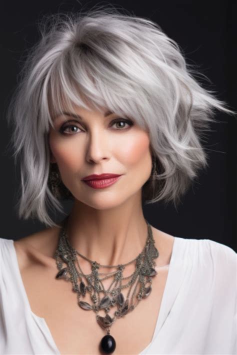 If Modern Chic Is Your Aesthetic A Silver Hued Feathered Hush Cut Is
