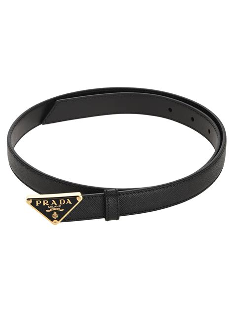 Prada Leather Triangle Logo Buckle Belt In Black Lyst