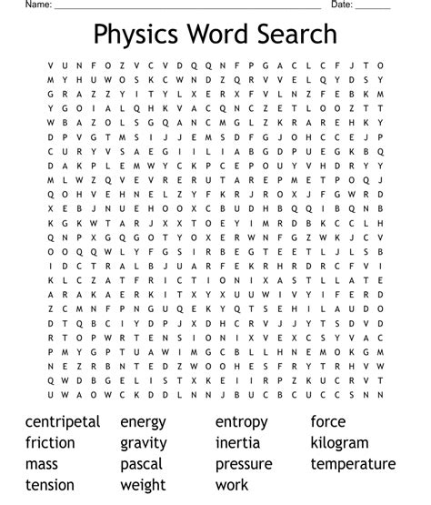 Physics Word Search Wordmint