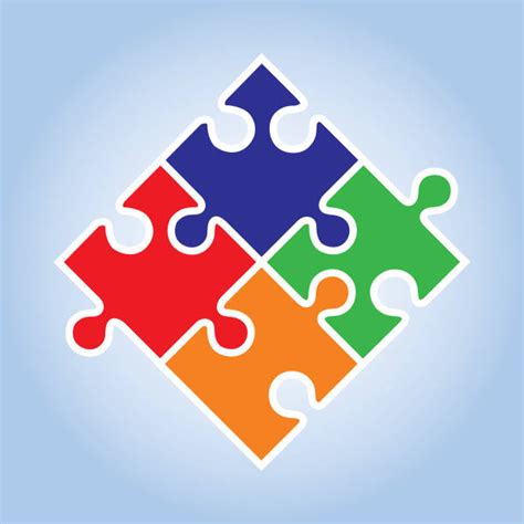 Four Puzzle Pieces Coming Together Illustrations Royalty Free Vector