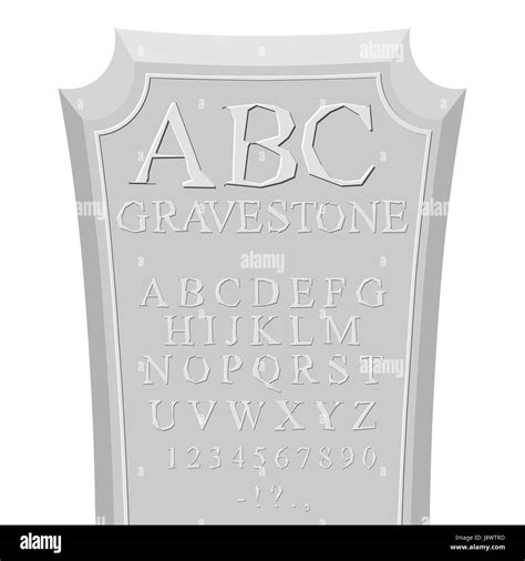 Gravestone Abc Font For Tombstone Alphabet For Rip Set Of Letters