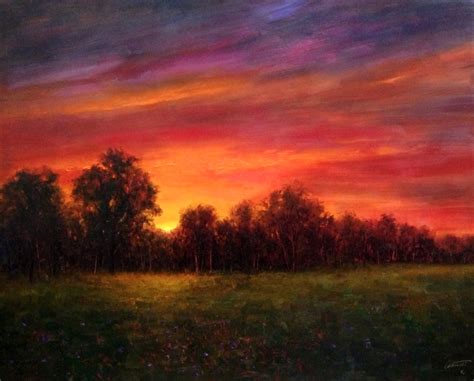 Landscape Oil Painting Sunset Beautiful Sunset Wall Art Etsy Melroseog