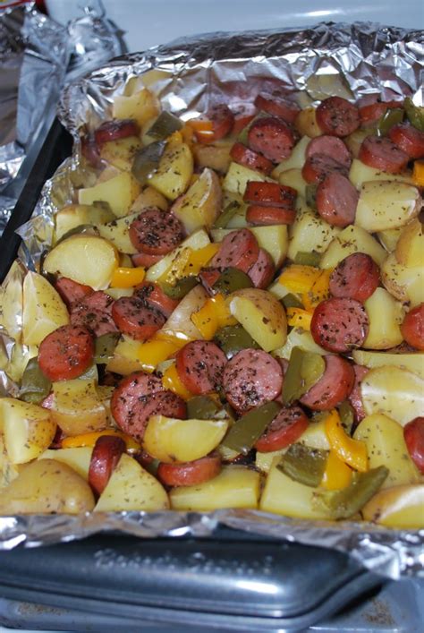 Cook in a cast iron skillet for about 15 minutes, stirring frequently, to brown slightly. Smoked Sausage and Potato Bake - loversrecipes