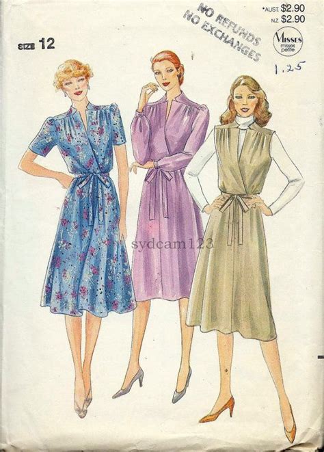 Vintage 1980s Wrap Bodice Dress Or Jumper Flowy Skirt Shaped Necklinebutterick 3962 Bust 34