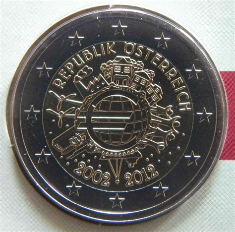 Austria 2 Euro Coin 10 Years Of Euro Cash 2012 Euro Coinstv The