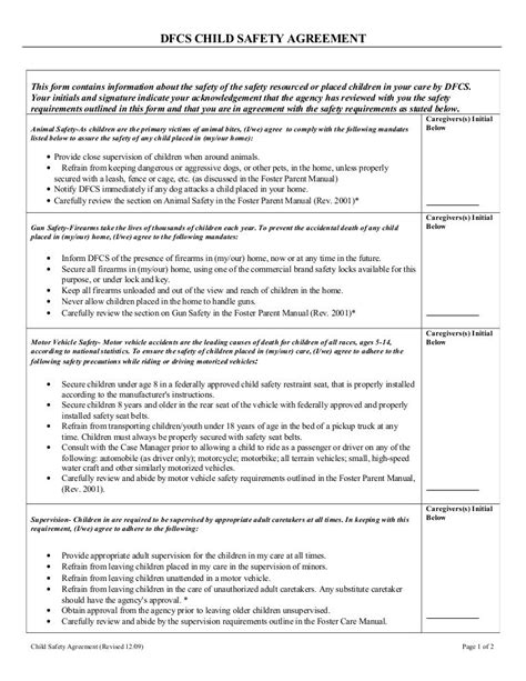 Foster Care Agreement Template