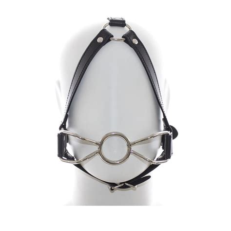 Leather Spider Open Mouth Steel Ring Gag Sex Toy Head Harness Restraint