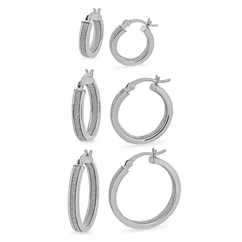 From sophisticated silver studs to party ready drop earrings and statement hoops, shimmer in silver and find the perfect pair. Forever New - Sterling Silver Glitter Hoop Earrings Set ...