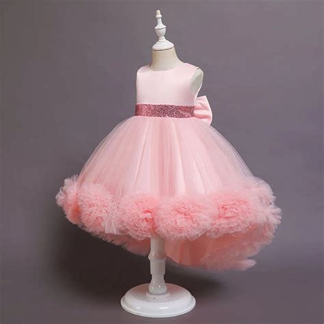 Pink Tulle Flower Girls Dress Sparkly Formal Wedding Gown Etsy