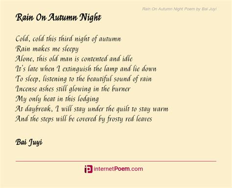Rain On Autumn Night Poem By Bai Juyi