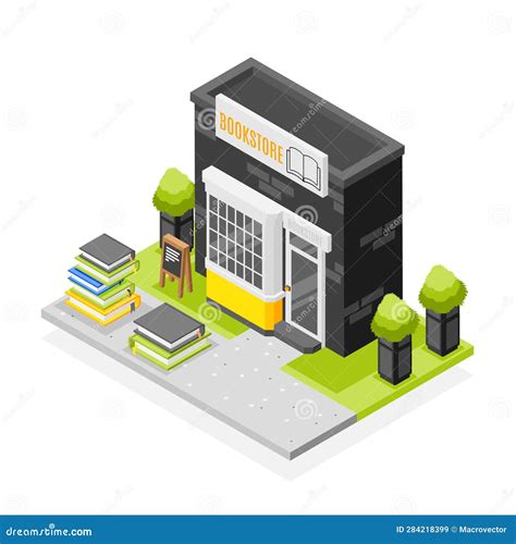Book Store Isometric Composition Stock Vector Illustration Of